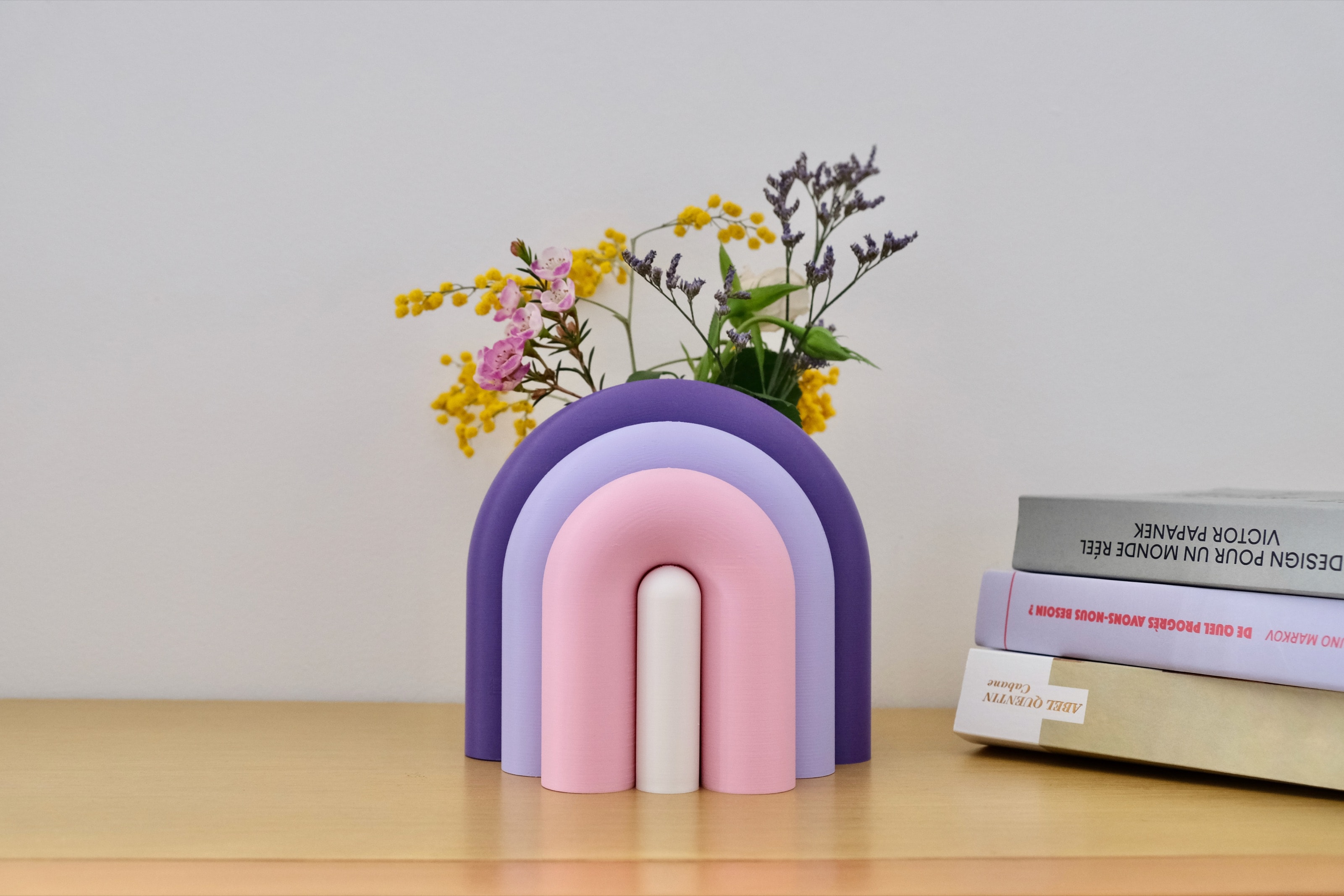 Vase Arc violet, lilas et rose poudré, Les Arcadiens