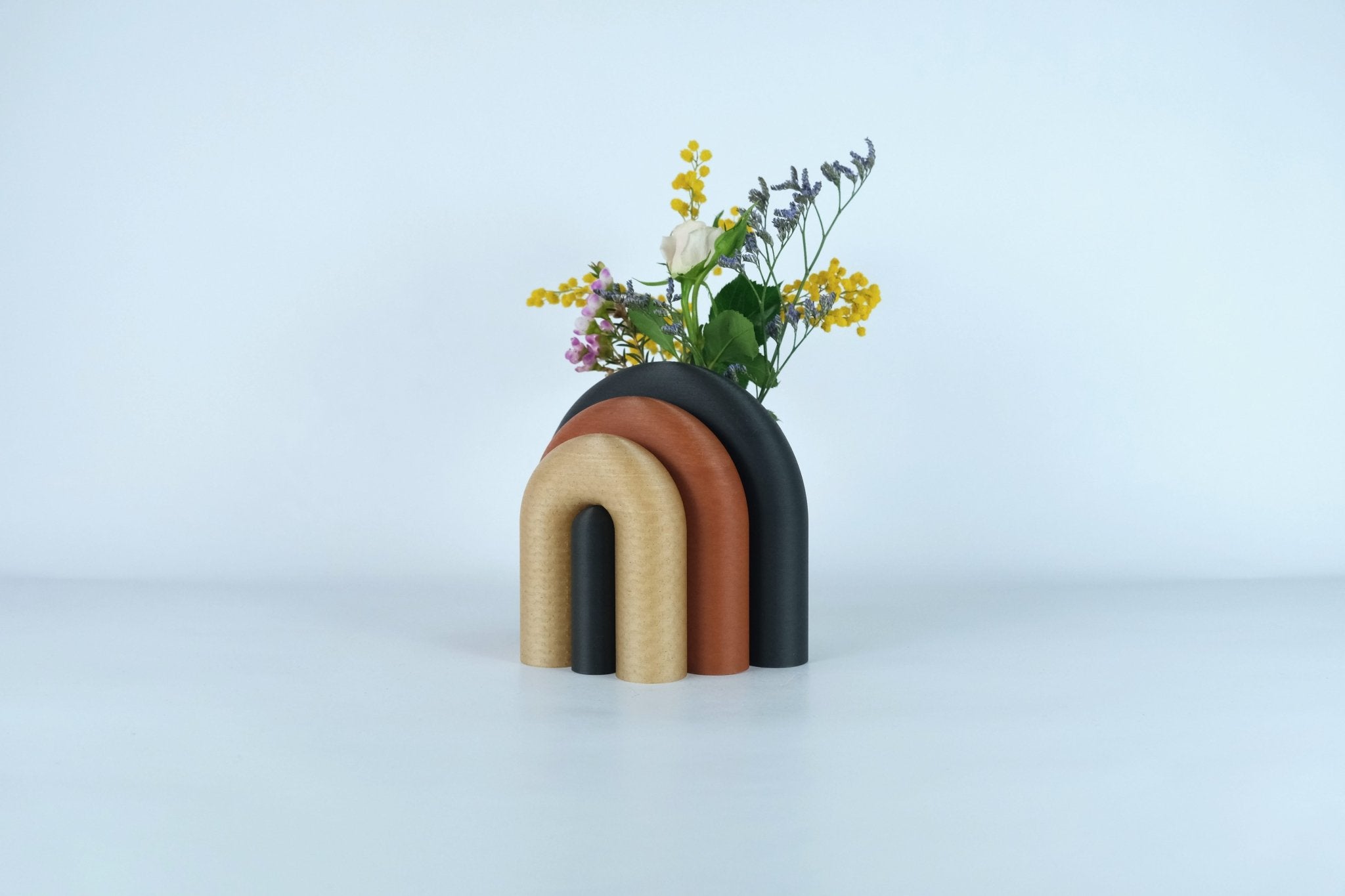 Arc | Serre-livre design & Vase soliflore modulable - Ardoise / Terre battue / Blé 14 - Les Arcadiens