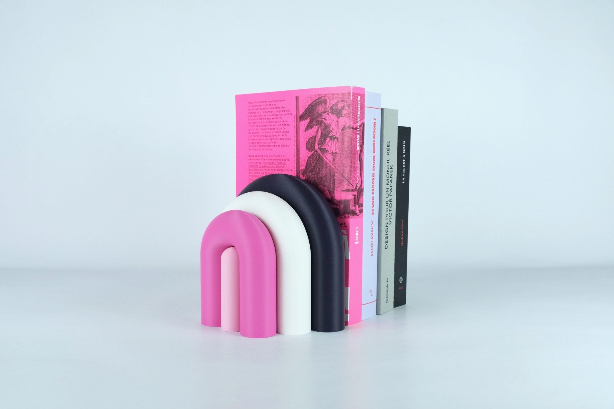 Arc | Serre-livre design & Vase soliflore modulable - Figue / Blanc / Violet / Rose poudré 45 - Les Arcadiens