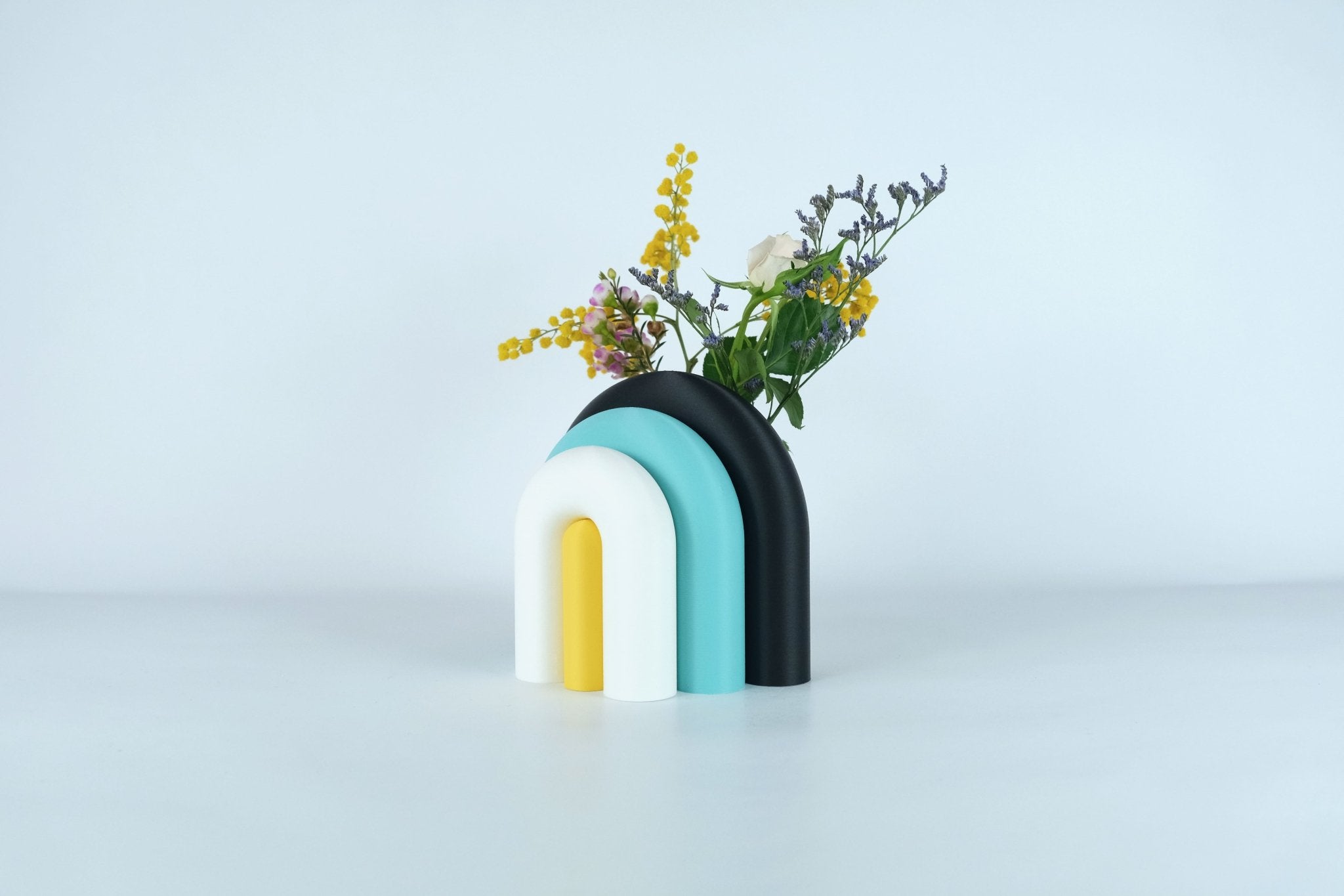 Arc | Serre-livre design & Vase soliflore modulable - Noir / Lagon / Blanc / Jaune 5 - Les Arcadiens