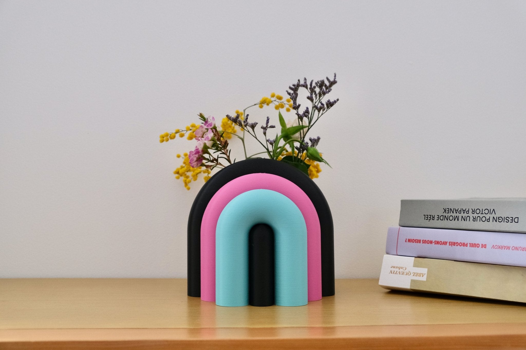 Arc | Serre-livre design & Vase soliflore modulable - Violet / Lilas / Rose poudré / Blanc 48 - Les Arcadiens