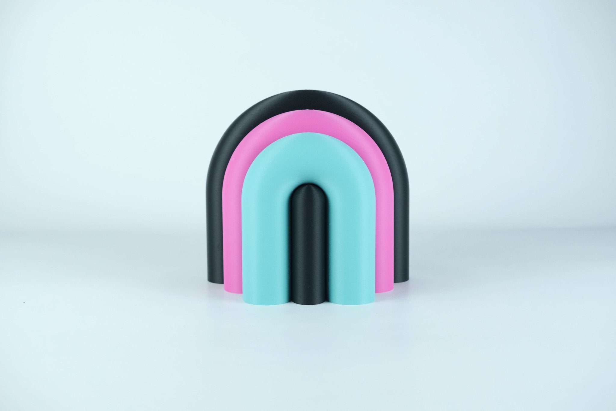 Arc | Serre-livre design & Vase soliflore modulable - Noir / Rose / Lagon 42 - Les Arcadiens