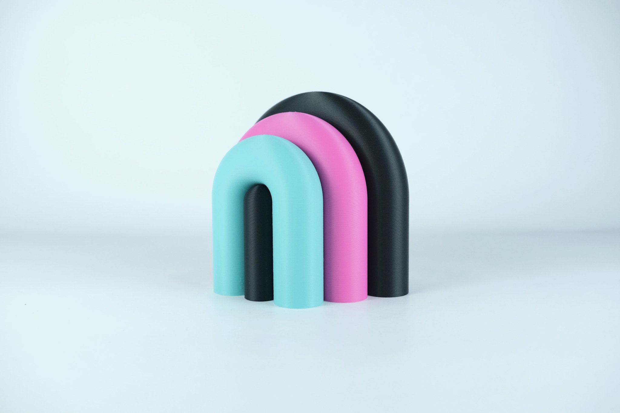 Arc | Serre-livre design & Vase soliflore modulable - Noir / Rose / Lagon 36 - Les Arcadiens