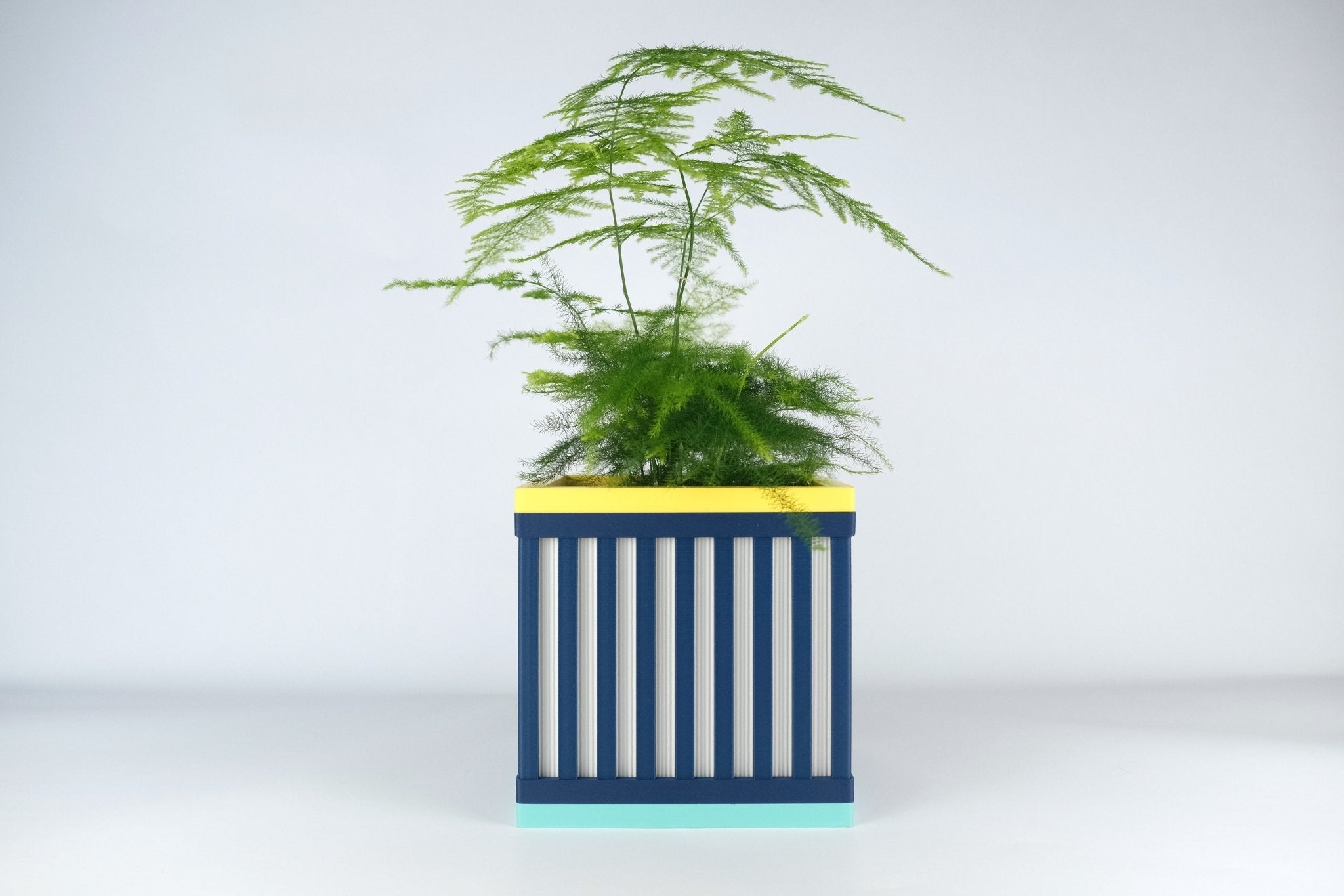 "Le Cube N°1 - Cache-pot ⌀12 cm - Marine/Blanc - Les Arcadiens"